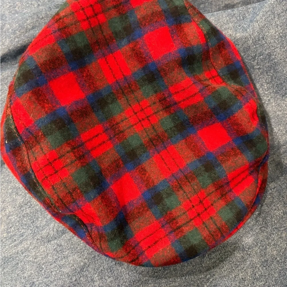 Pendleton vintage newsboy red tartan plaid wool cap hat sz M men women unisex